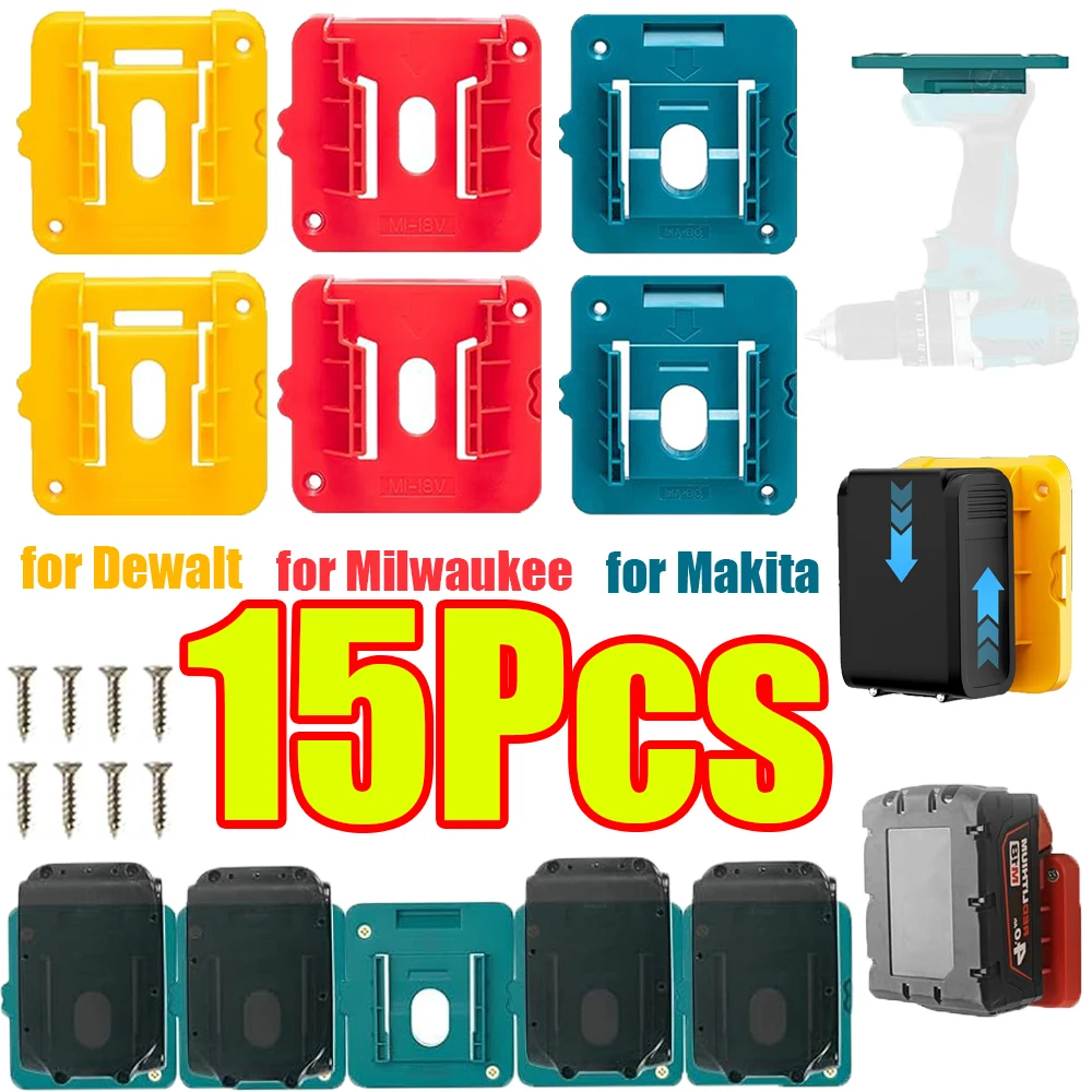 

1-15Pcs Battery Mount Holder Dewalt/Makita/Milwaukee 14.4V 18V Power Tools Lithium Battery Storage Fixed for Battery Storage