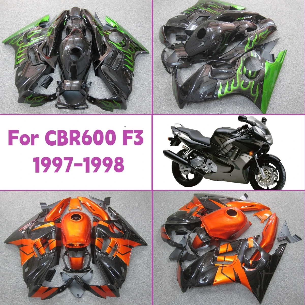 

Комплект пластиковых обтекателей для мотоцикла Honda CBR 600 F3 1997-1998 годов, изготовленный методом литья под давлением, настраиваемые обтекатели для CBR600 F3 97-98