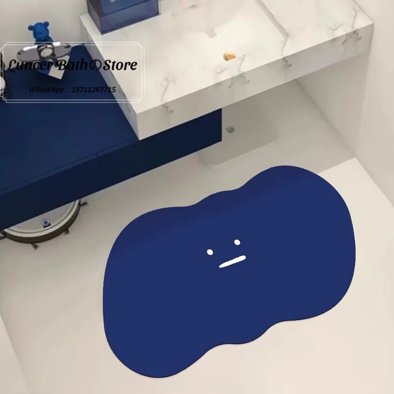 Funny expression bathroom floor mat, quick-drying diatom mud floor mat, household toilet door non-slip mat, foot pad wholesale