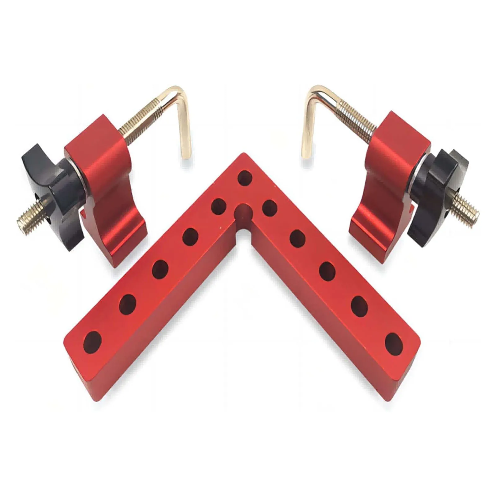 Aluminum Alloy Woodworking 90° Fixing Fixtures, Right Angle Positioning Blocks for Wood Splicing Jig, Imperial Ruler