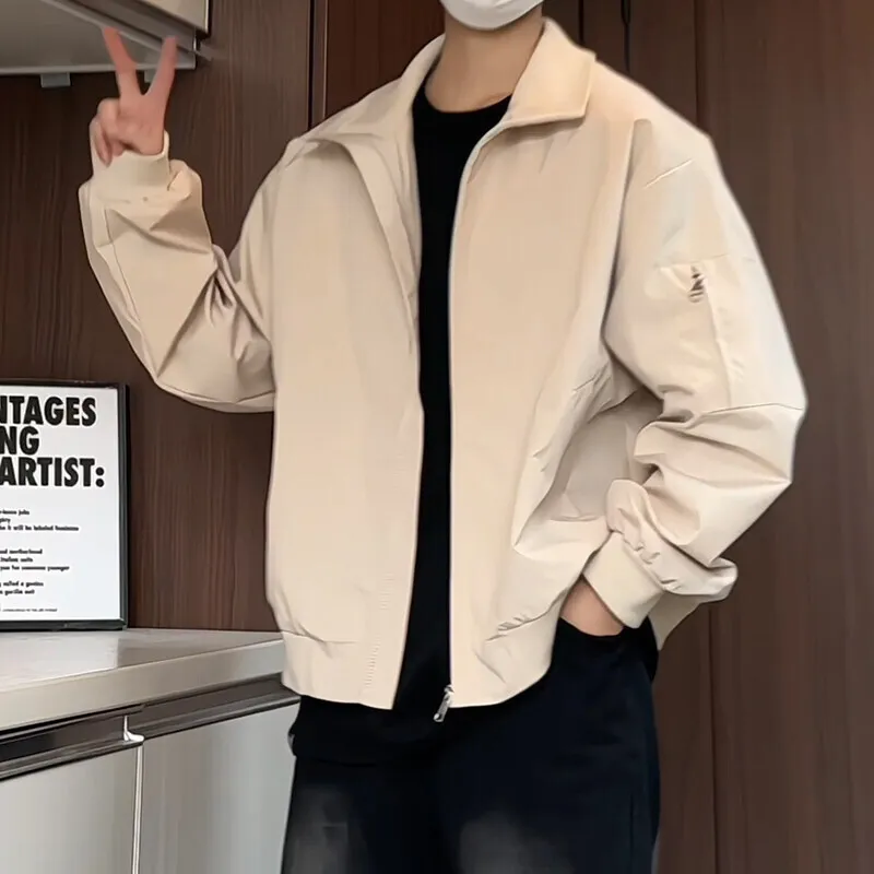 Spring Short Jacket Men Fashion Casual Motorcycle Jacket Men Streetwear Hip-hop Loose Bomber Jacket Mens Black Motorcycle Jacket