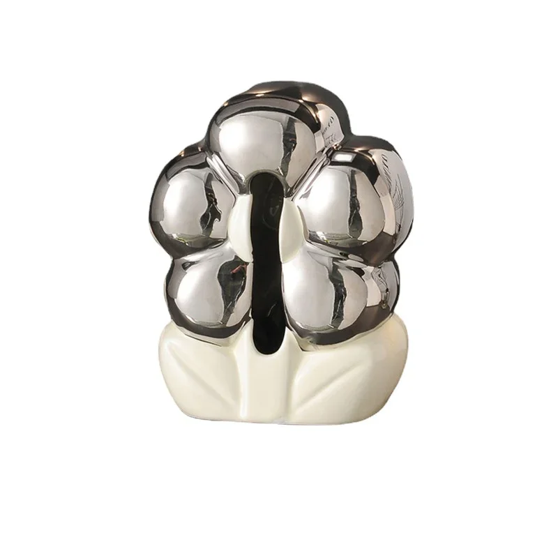 

Flower Shaped Tissue Box Creative Ceramic Tissue Box Modern Light Luxury Household Tissue Dispenser Dining Table Decoration Art