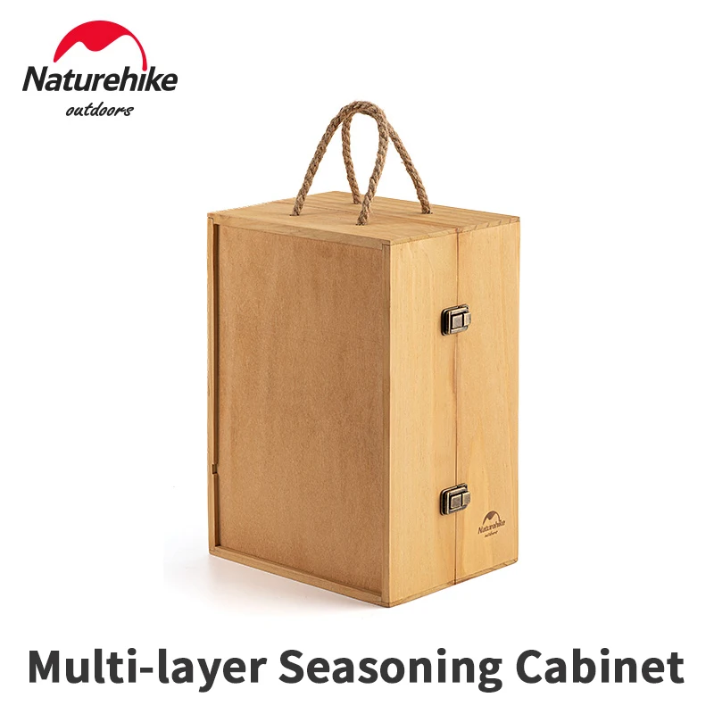 Naturehike Outdoor Multi-Layer Storage Box Portable Wood Seasoning   1.8kg Camping Box Picnic Wine Cellar BBQ Tableware Cabinet