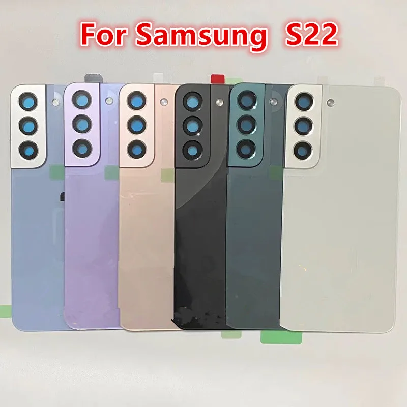 S 22 Housing For Samsung Galaxy S22 S901 Glass Battery Back Cover Repair Replace Door Phone Rear Case + Camera Lens