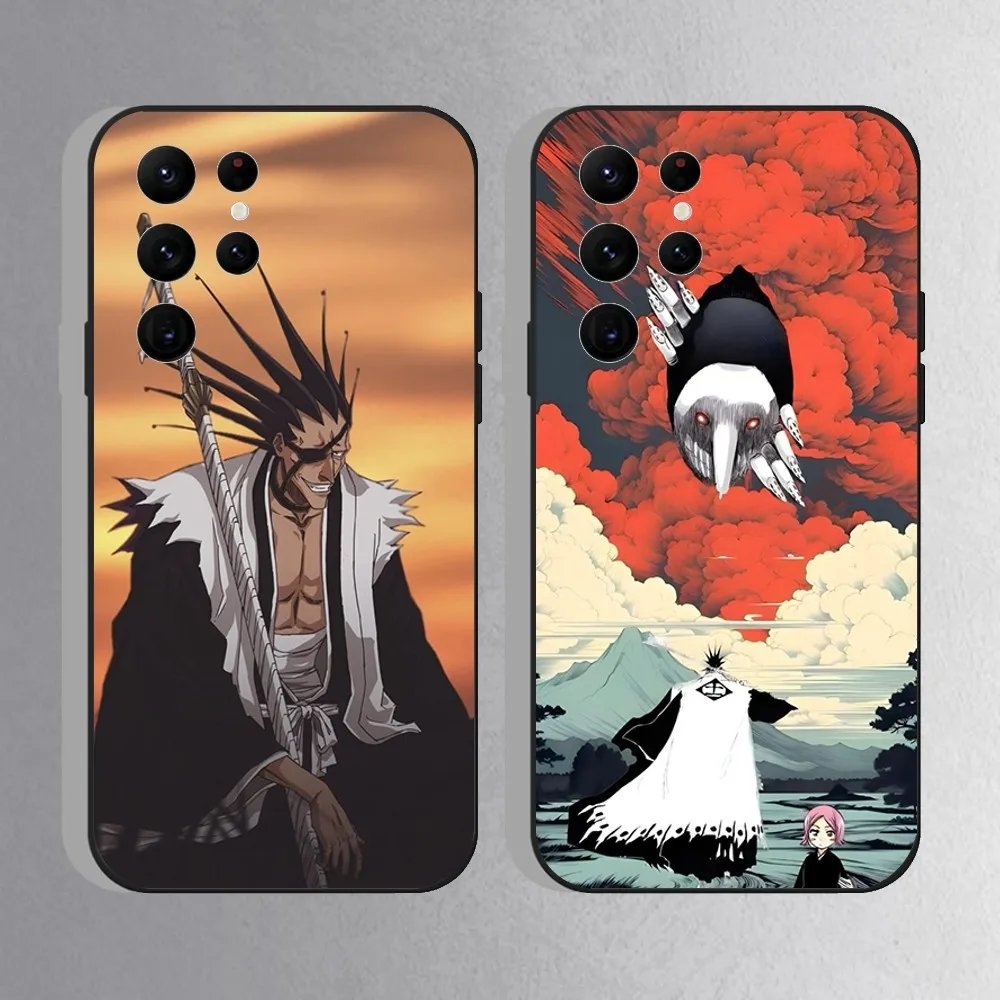 

B-BleachS Zaraki Kenpachi Phone Case For Samsung S25,S24 Ultra,S20,S30 plus,S22 plus,S23,S30 Ultra 5G Silicone Black Shell