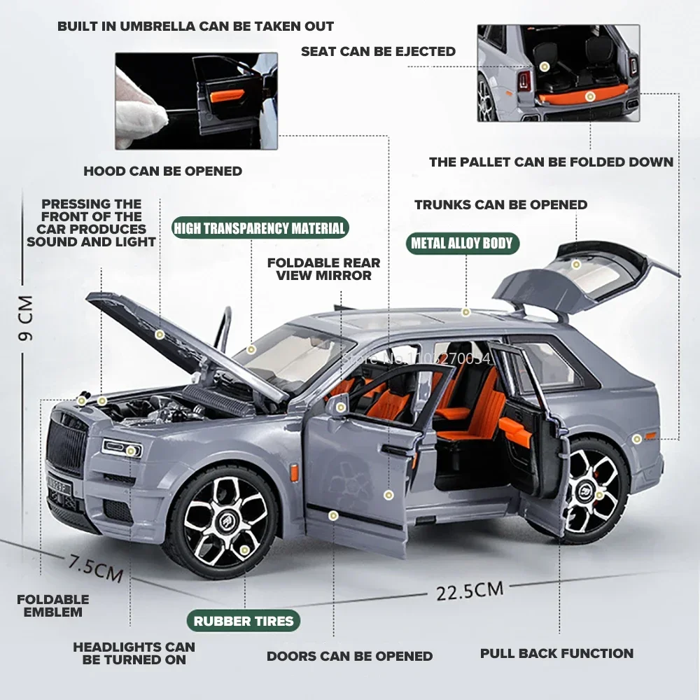 Leichtmetall automodelle im Maßstab 1/20 Rollen-Royce Cullinan Metall druckguss & Spielzeug fahrzeuge Modell zurückziehen Autos für Kinder Jungen Geschenks ammlung