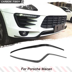 Carbon Fiber Car Front Bumper Canards Lip Fenders For Porsche Macan Base Sport Utility 2014-2017 Front Air Vents Fins Splitters