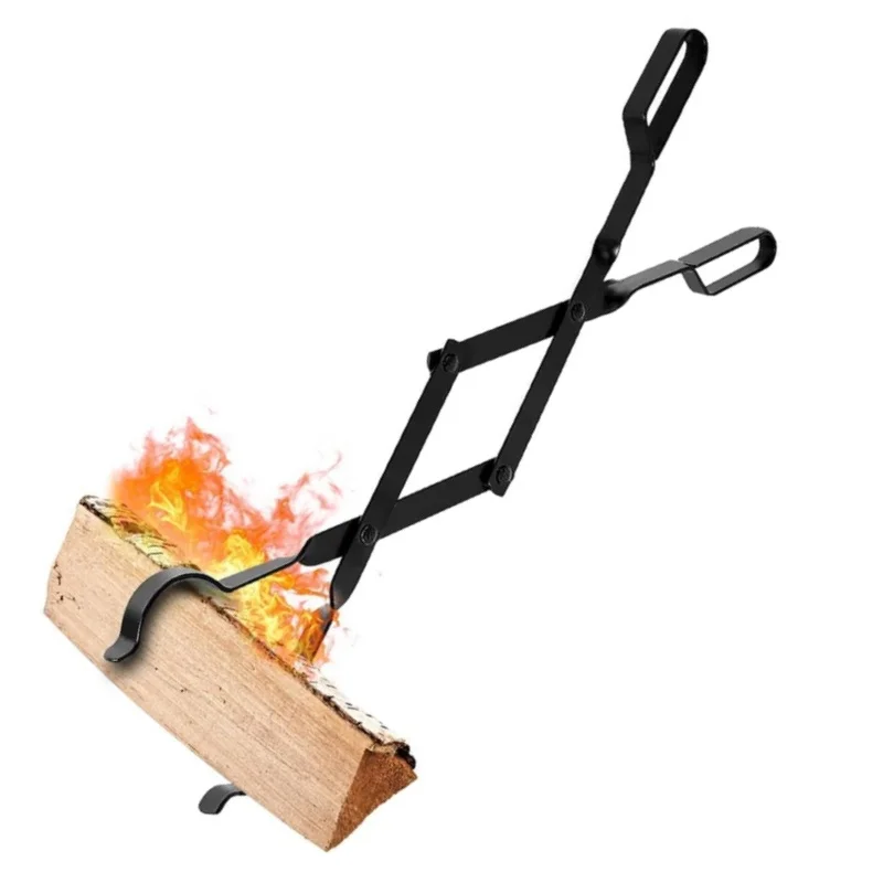 Outdoor Campfire Fireplace Tongs 66CM Long Heavy Duty Wrought Iron Log Grabber for Camping Fire Pit Campfire Bonfire Fireplace