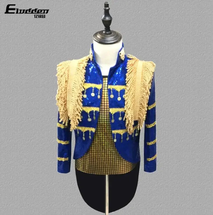 Magician sequin tuxedo clothes men suits designs masculino homme terno stage singers jacket men blazer dance star style dress