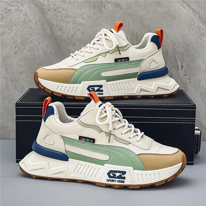 Men's Platform Sneaker Luxury Tennis Training Shoes Fashion Leather Casual Footwear Height-enhancing Sport Running Shoes for Men