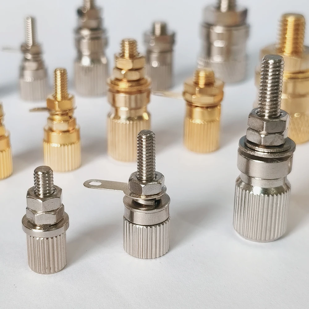 2 Stück Kupfer-Nickel-/Gold-beschichtete Anschlussklemmen M4 5 6 8 Lautsprecher-Verstärker Hochstrom-Anschluss 4mm Bananenstecker-Buchse – Detail 3
