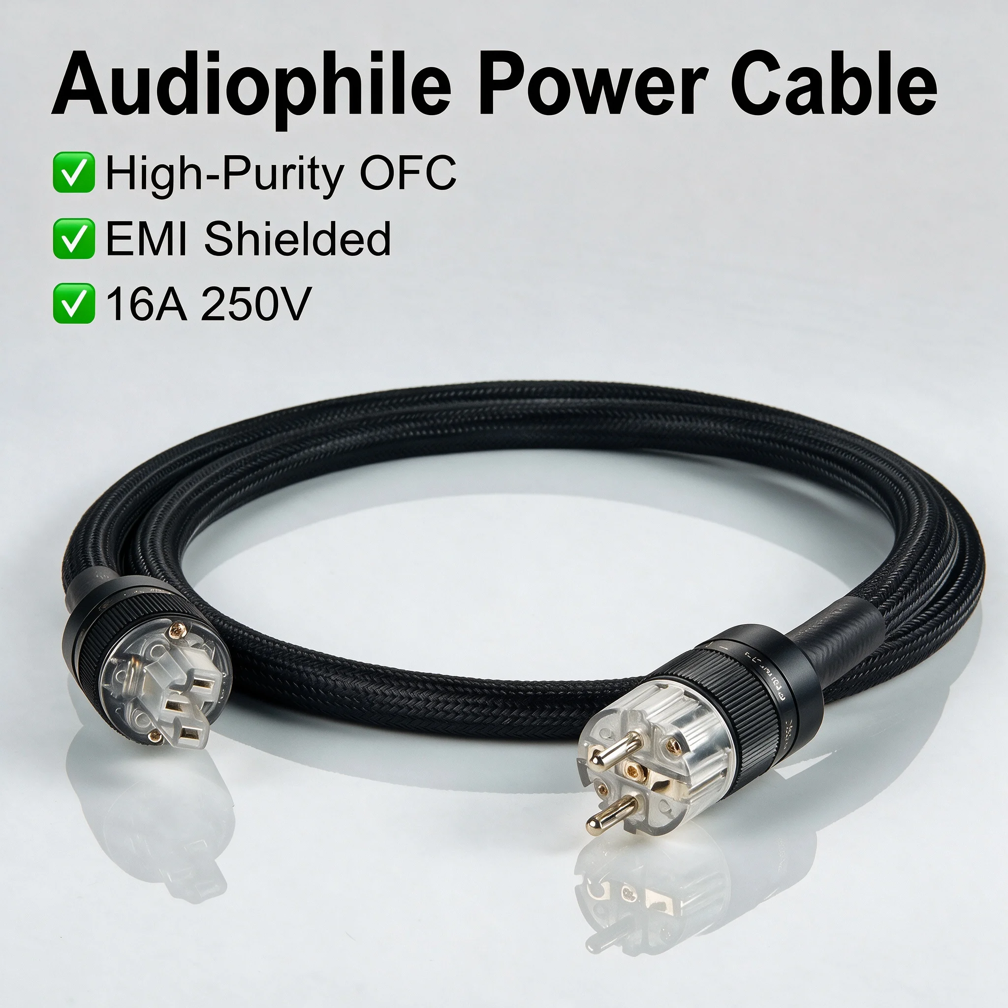 Palivans high-end copper AC cable, HiFi audio, European standard power cord, copper power cord with power plug model Pal-01