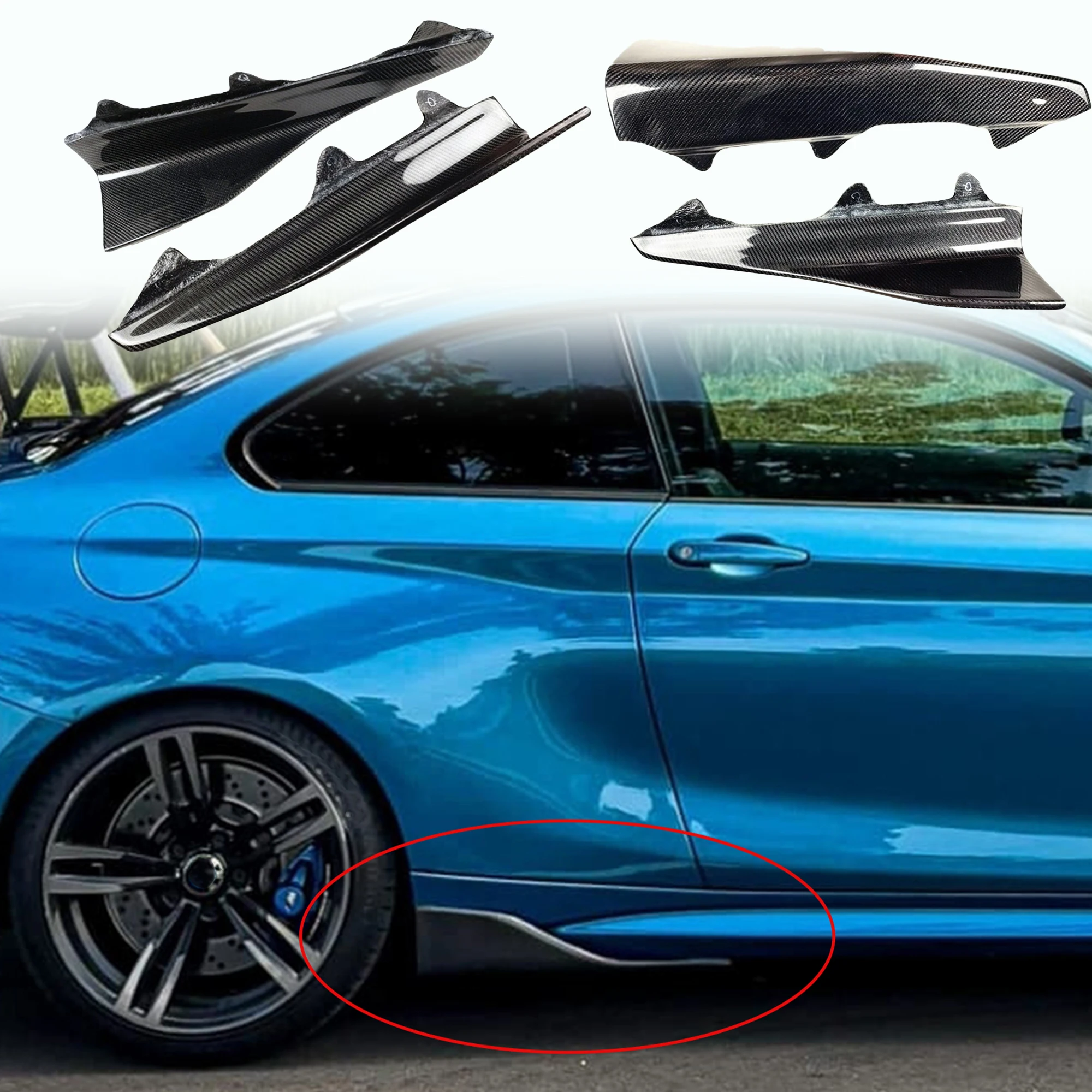 For BMW E60 M5 F10 G30 F22 F23 F87 M2 F32 F33 F36 F82 M4 E90 E92 F30 M3 Carbon Fiber Side Skirt Sports Side Spoiler Side Kit