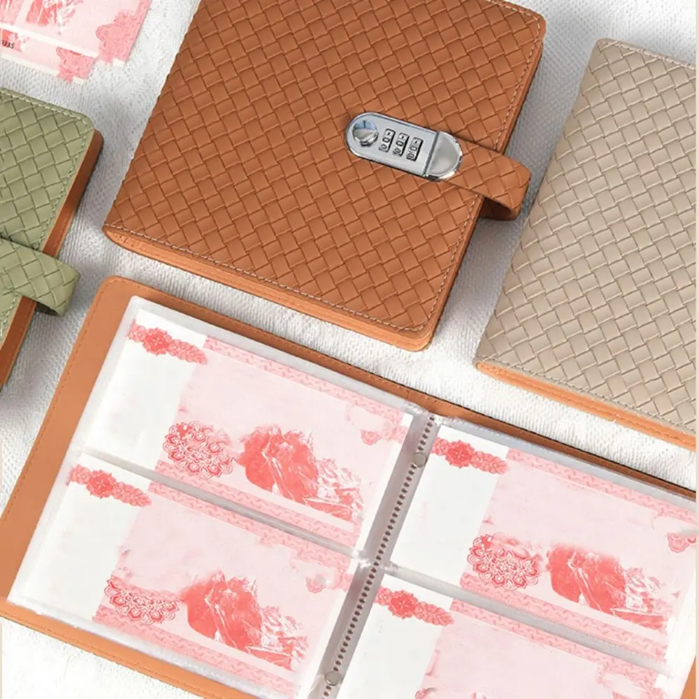 Emboss FWeaving Texture Busta Risparmio Sfide Libro 50 fogli Manuale di risparmio Raccoglitore economico con serratura Pelle PU ricaricabile