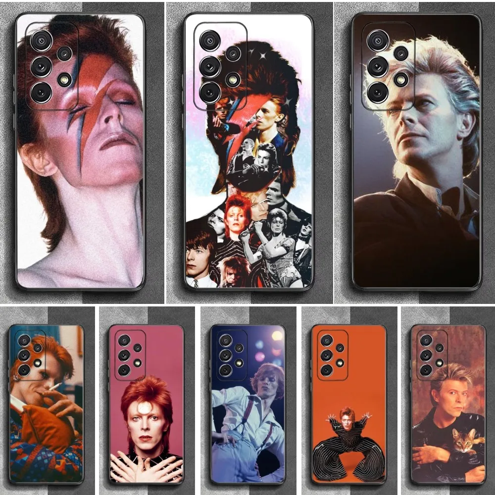 B-Bowie S-Singer Phone Case For Samsung S24,23,22,30,21,10,9,Ultra,Plus,Lite,FE,Soft Silicone Black Cover