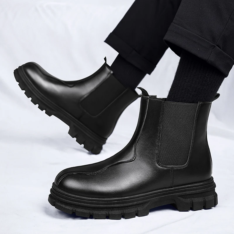 

Men's New Autumn & Winter Casual High-Top Shoes - British-Style Retro Chelsea Boots & Thick-Soled Trendy Work Boots