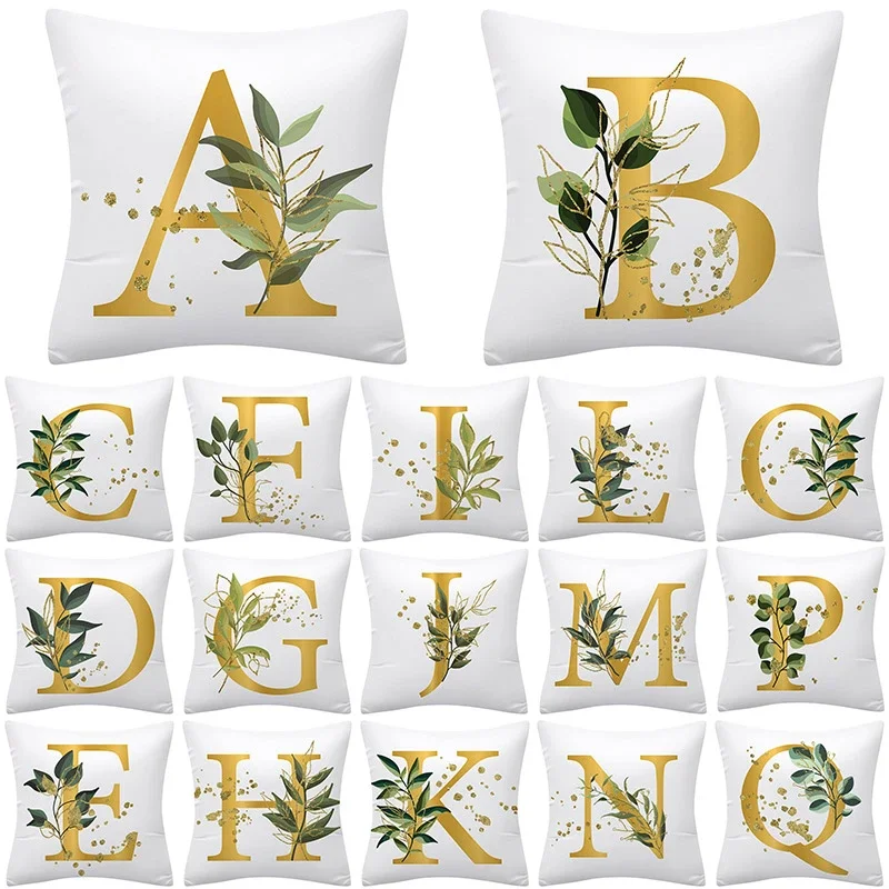 1Pcs Flower Alphabet Letter Decorative Cushion Cover Polyester Throw Pillowcase 45*45CM Sofa Home Decorative PillowCover 41022