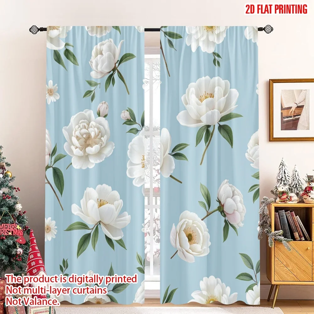 2 قطعة 2D ستارة الطباعة المسطحة الأزهار الفاوانيا فروع الرقمية المطبوعة البوليستر الستائر احتفالية الستائر استخدام لستائر لغرفة النوم #1