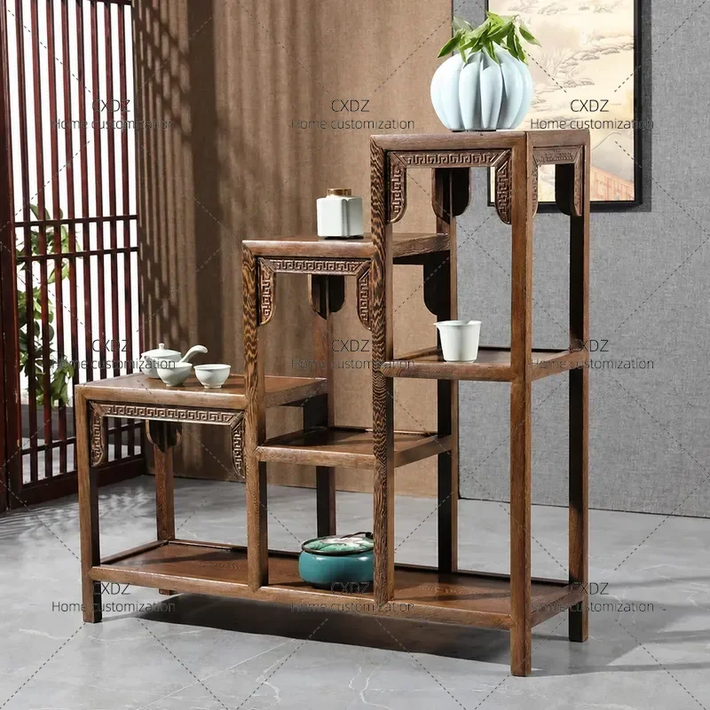 Chicken Wing Wood Classical Flower Stand Telephone Stand Solid Wood Coffee Table Mahogany Indoor Flower Pot Stand Chinese