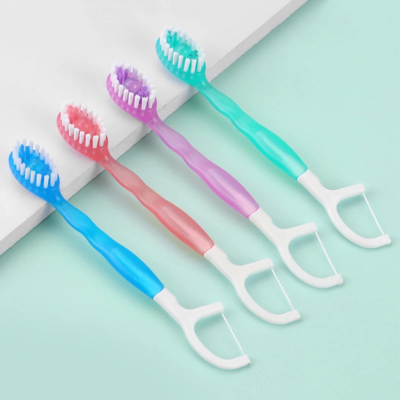 

10pcs/Box Portable 5-In-1 Toothbrush Dental Floss Toothpick For Oral Cleaning Disposable Toothbrush For Adults On Business Trips