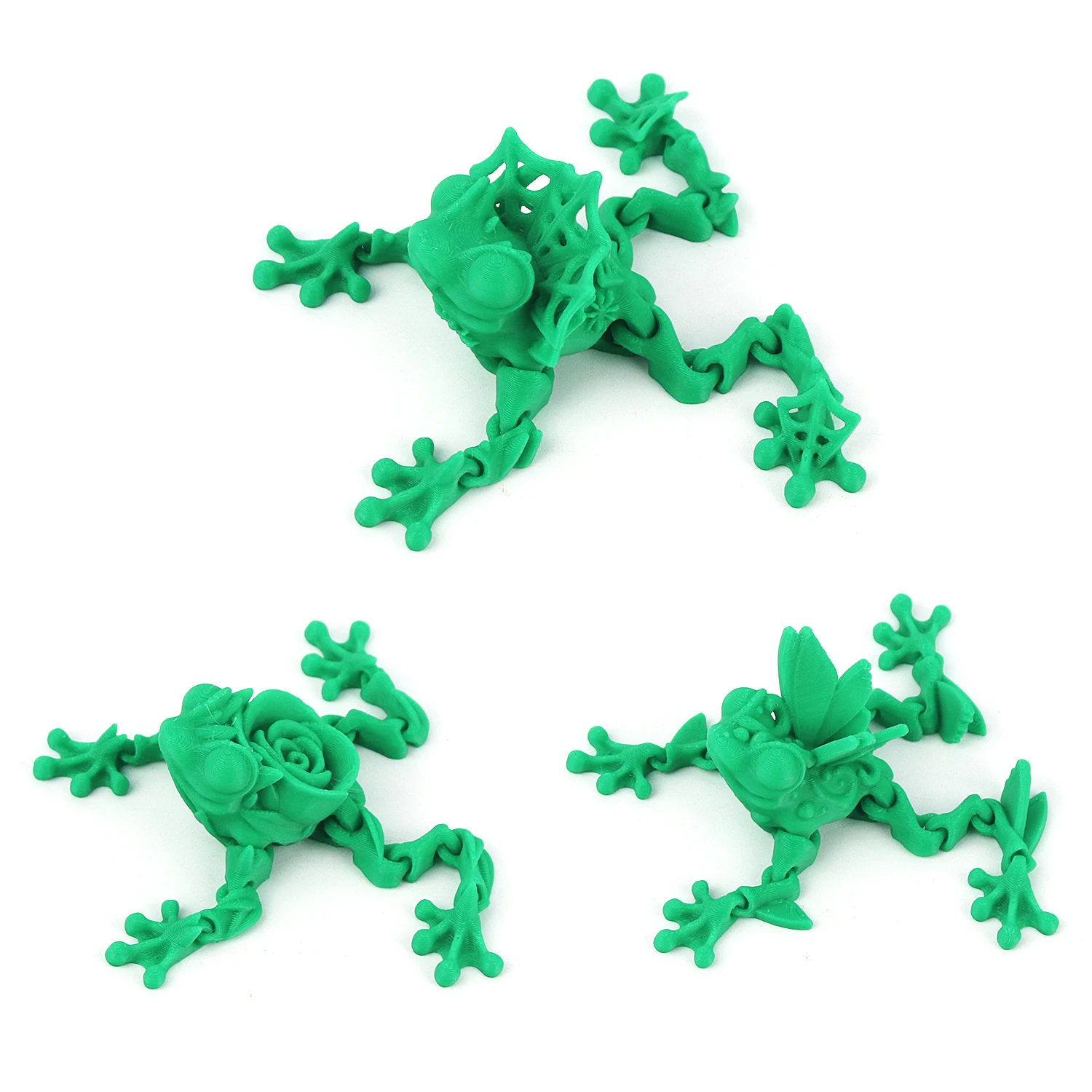 3D printed spider web frog, rose frog, butterfly frog set, joint movable creative model collection toy ornaments