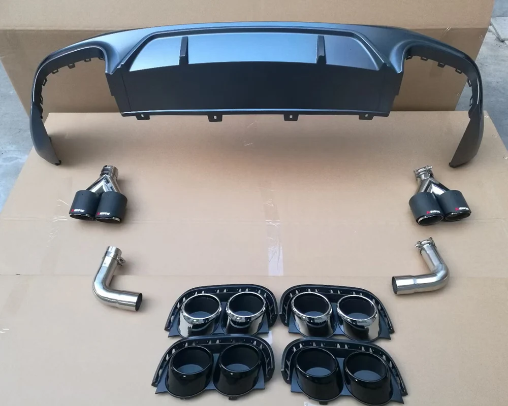 For 2018 2019 2020 Q5 S line modificantion SQ5 rear diffuser with quad tips glossy black rear lip tail throat