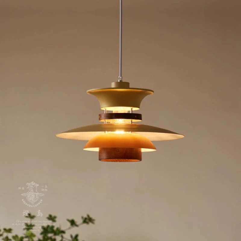 

Nordic White Ph5 Aluminum Chandelier For Living Room Home Decor Japanese Wooden E27 Led Bulb Pendant Light