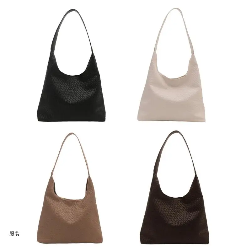 

D0UD Women Large Capacity Bucket Bag PU Leather Shoulder Bag Bucket Bag Handwoven Armpit Bag for Travel Daily Vacation