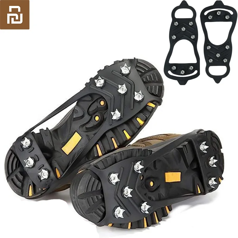 Youpin 8 dentes pinça de gelo pico para sapatos inverno antiderrapante caminhadas escalada de montanha gelo neve crampons anti-deslizamento sapato cobre