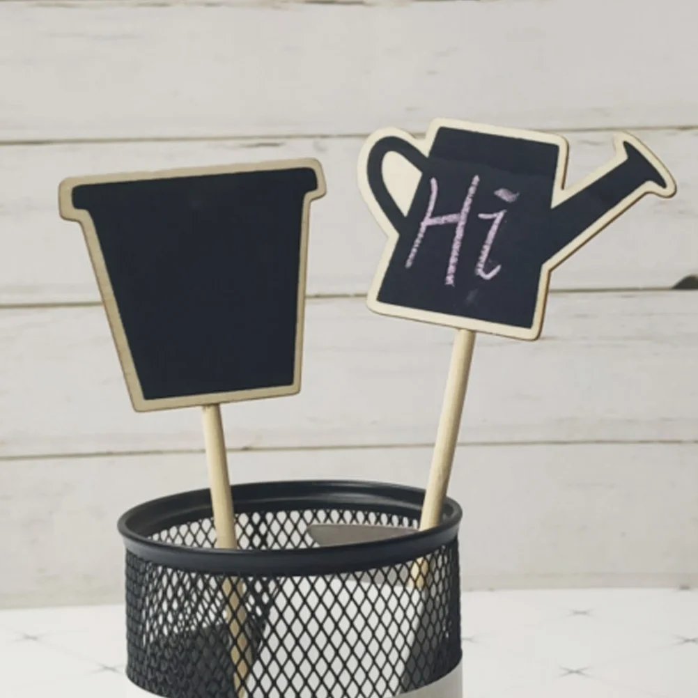 10 Pcs Garden Chalkboard Picks Plants Blackboard Wood Signs Topper Decorative Baby