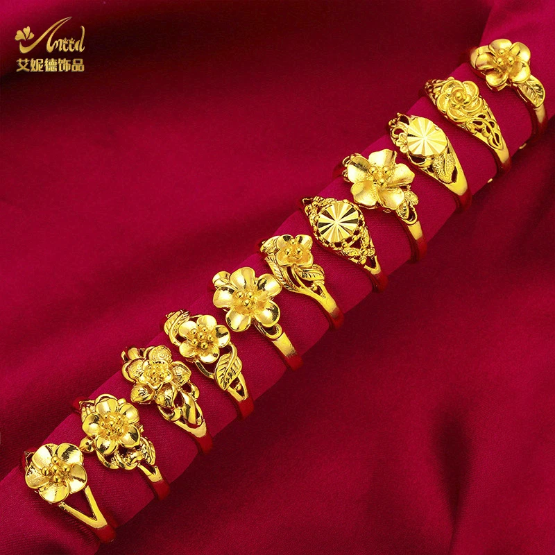 ANIID Äthiopien Dubai Blume Gold Farbe Arabische Ringe Resizable Für Frauen Hochzeit Schmuck Afrikanische Party Geschenk Nigerianischen Schmuck – Detail 2