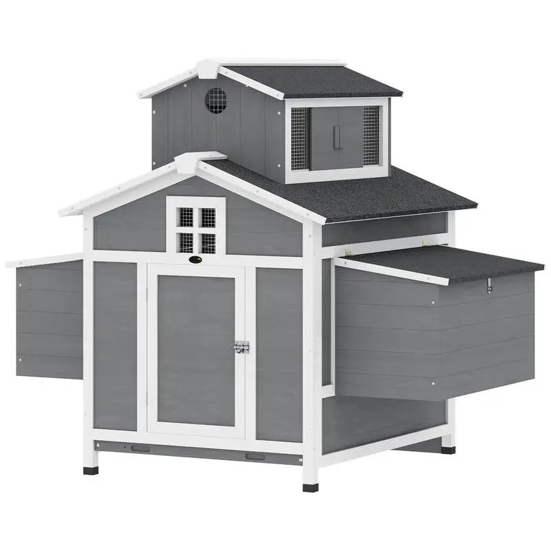 

PawHut Chicken Coop for 2 Chickens, Wooden Hen House with Nesting Box, Pull-Out Tray, Ventilation Windows