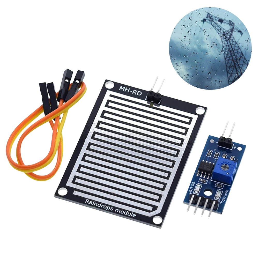 Raindrops Detection Sensor Module 3.3V-5V Rain Drops Detection Moisture Monitor Sensor High Sensitivity for Arduino Robot Kit