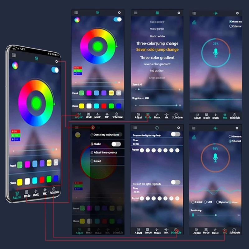 Rgb App التحكم Led دراجة نارية إضاءة زينة مرنة مقاوم للماء ل كبار الشخصيات ضوء للدراجات النارية دراجة نارية الحلي للدراجات النارية