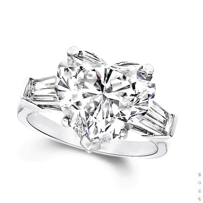 

2 3 5 6 8 10 Carat Real Solid 14K White Gold Ring DVVS1 Heart moissanite Diamonds Women Wedding Party Engagement Ring Classic