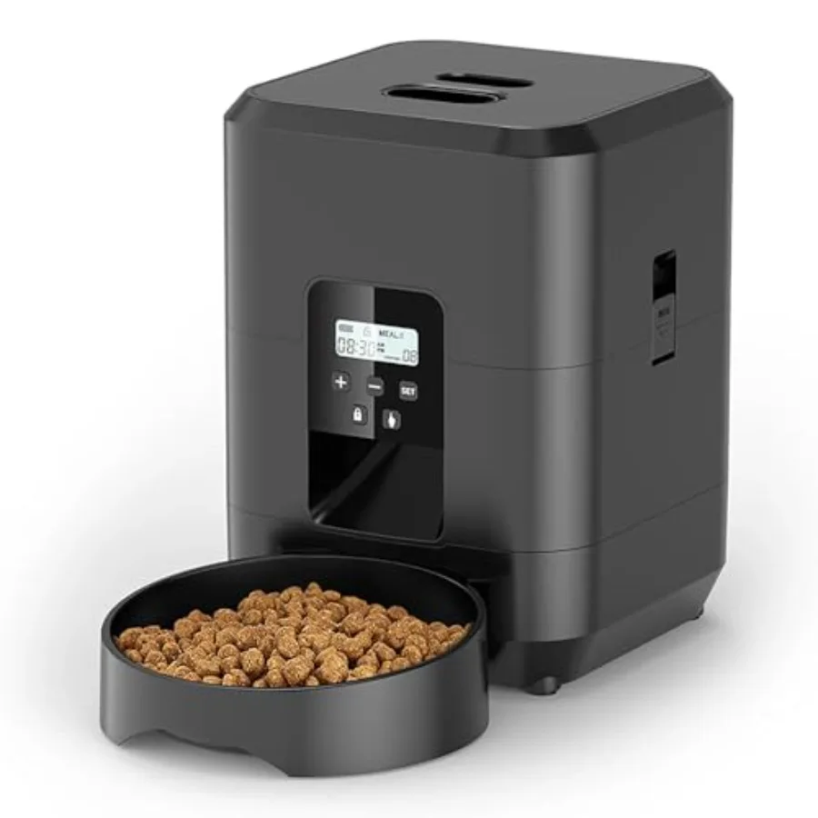 2L Smart Automatic Pet Feeder for Cats and Dogs WiFi-Controlled Dry Food Dispenser with Bowl and Timed Portion Settings