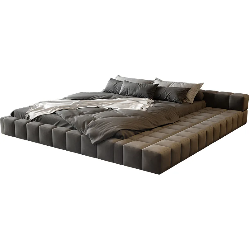 

Nordic light luxury fabric bed master bedroom tatami floor simple and modern
