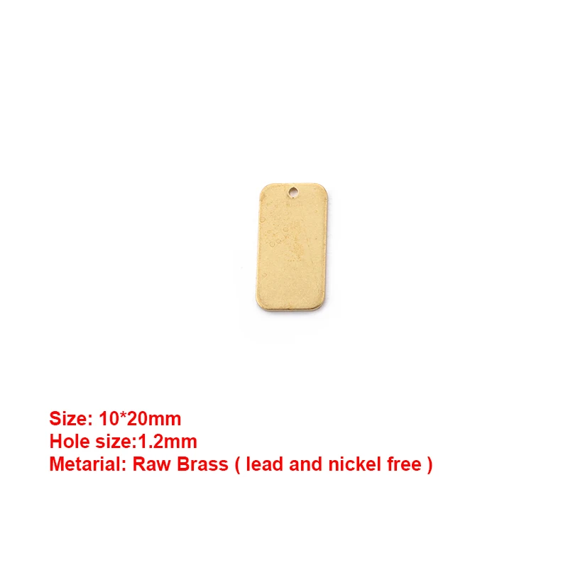 10pcs Raw Brass Rectangle Charms for DIY Jewellery Making