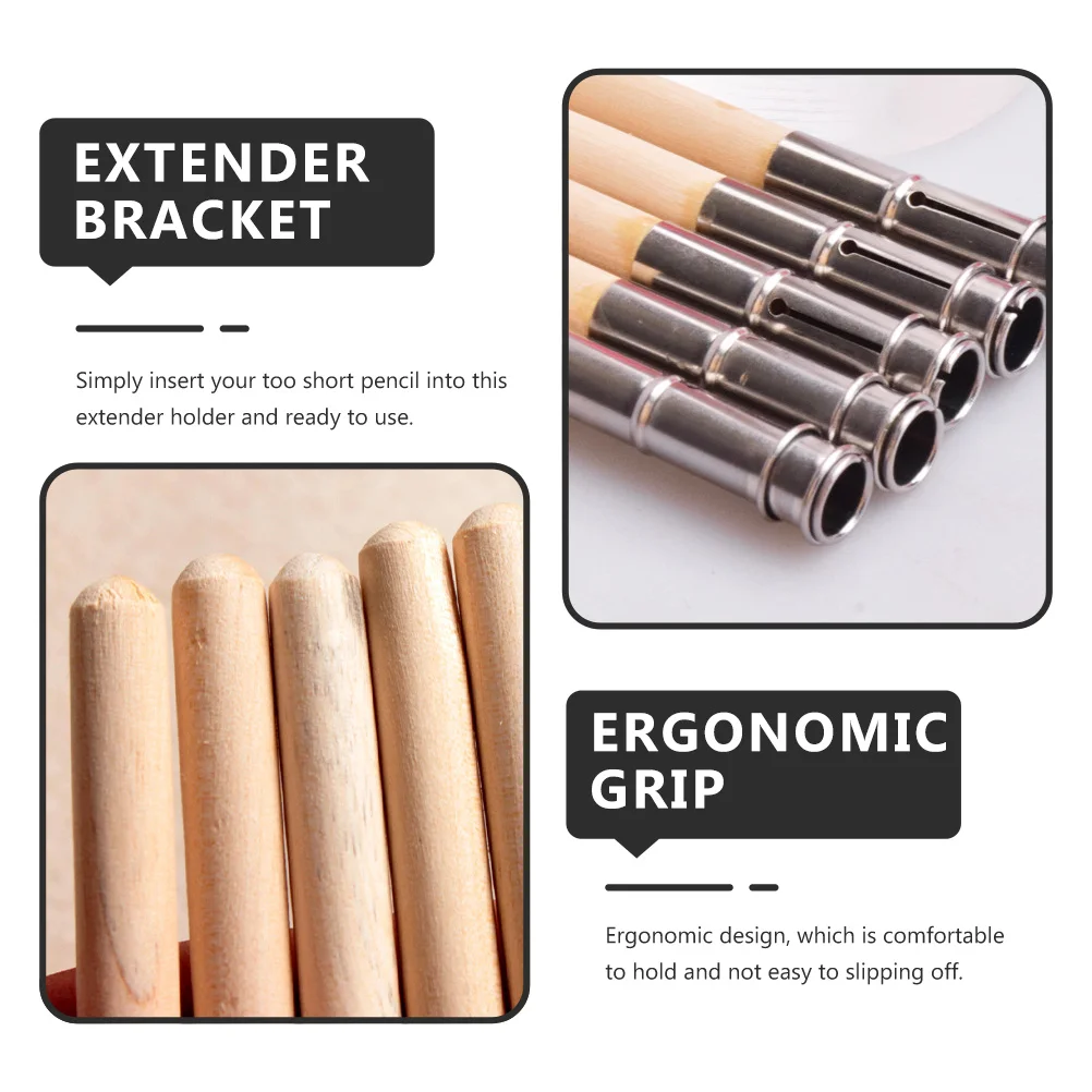 

10pcs Pencil Extender Premium Wood Iron Material Lightweight Compact Design For Home School Office Studio Use Ergonomic Pencil