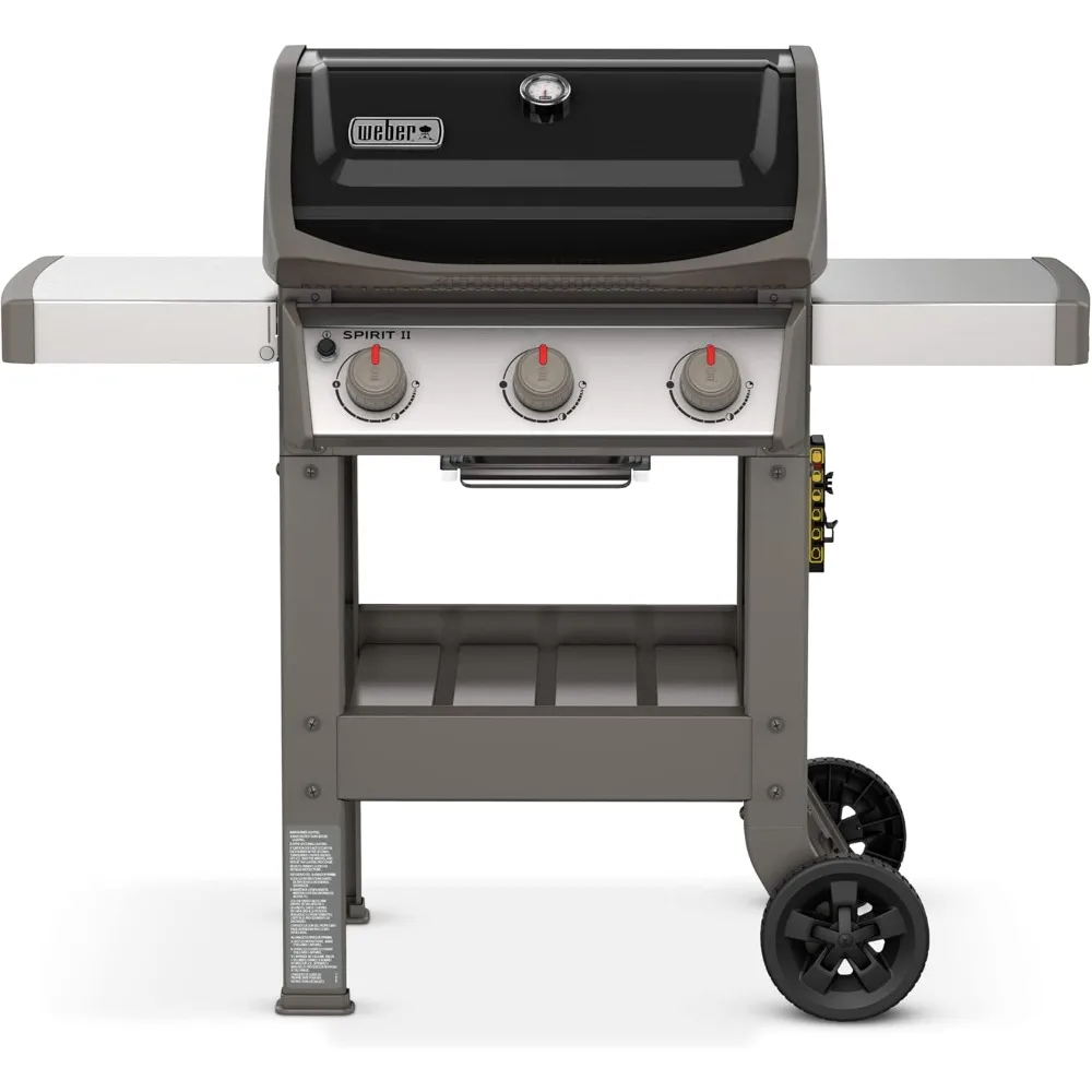 Weber Spirit II E-310-Parrilla de propano líquido de 3 quemadores, Parrilla portátil negra Para barbacoa, Parrilas Para Asado al aire libre