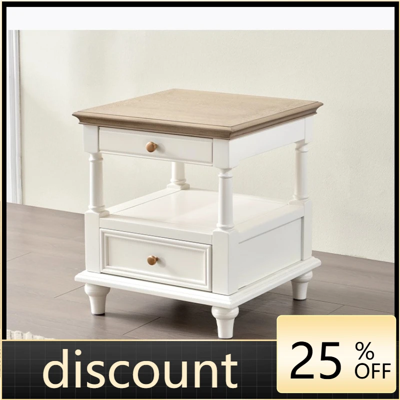 LMM All solid wood side table, sofa square table, simple and beautiful cream style living room furniture