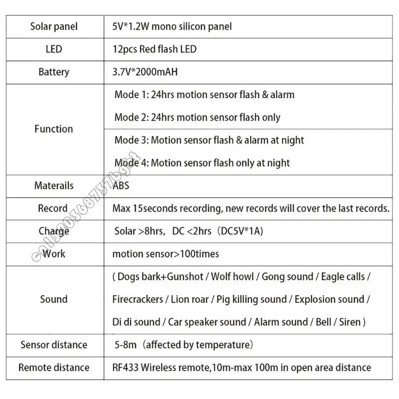 Solar Animal Driver Solar Alarm ABS Material Suitable for Farm or 4XFB