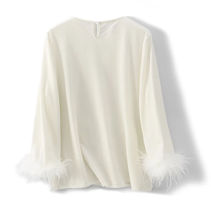 Novo chinês sle feminino veludo topo com pele do falso sves camada base irt desgaste interno solto ajuste longo sve redondo ne