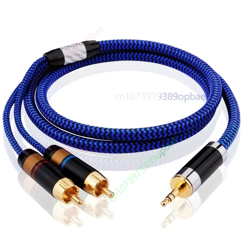 One-to-Two Audio Cable, Gold Plated Single Crystal Copper 3.5mm to Dual 2RCA Cord for Phone, Computer & Speaker