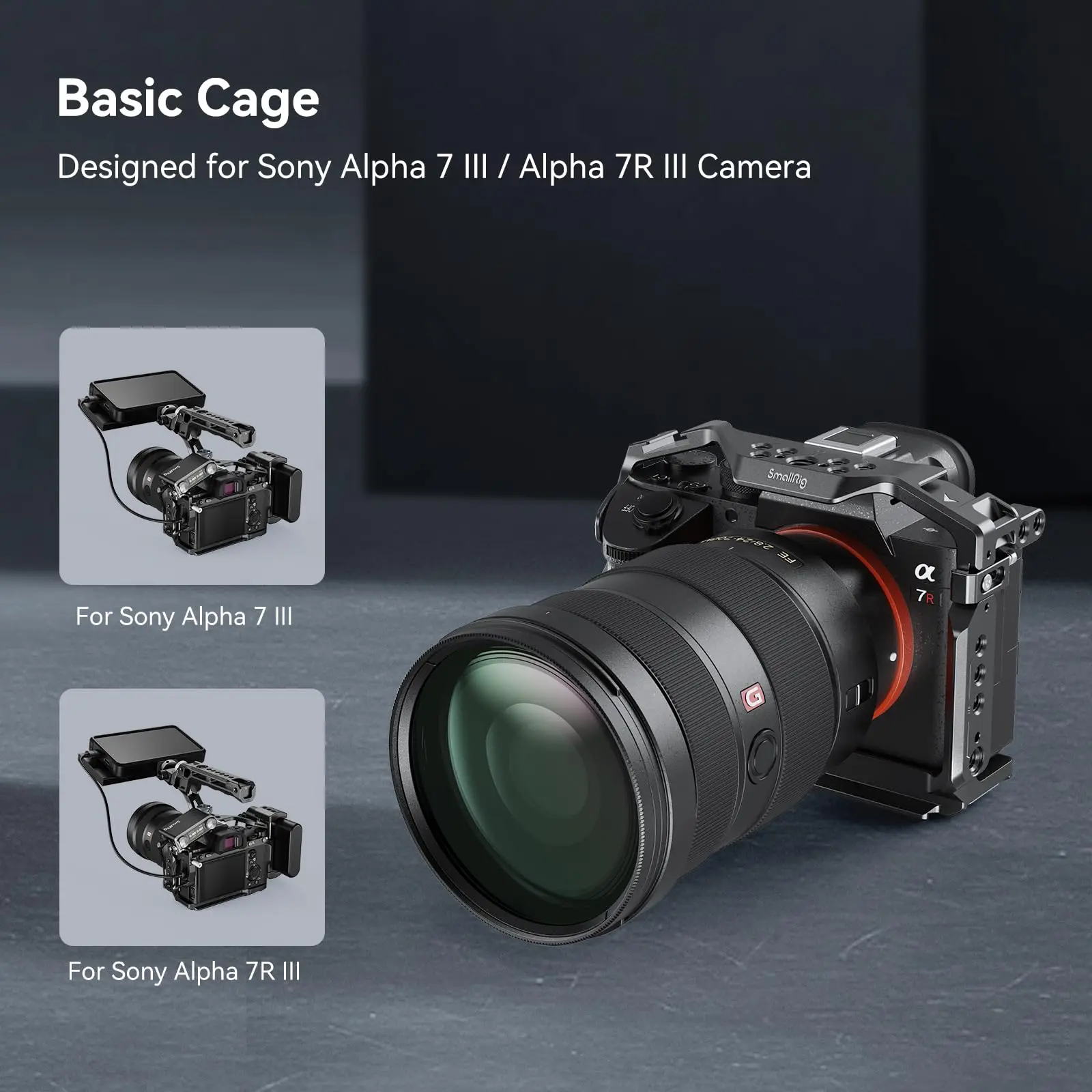 SmallRig A7RIII / A7M3 Camera Cage for Sony A7RIII /A7III/A7M3 Camera (ILCE-7RM3 / A7R Mark III), w/Shoe Mount NATO Rail 2087D