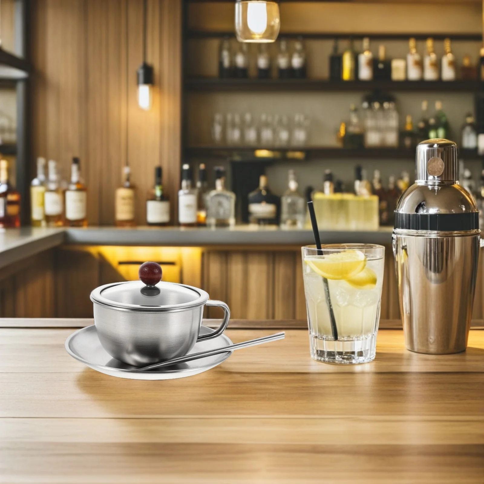 1 conjunto de caneca de café rústica vintage, copo de aço inoxidável, pires, cappuccino, latte, espresso, fermentação fria, canecas vintage