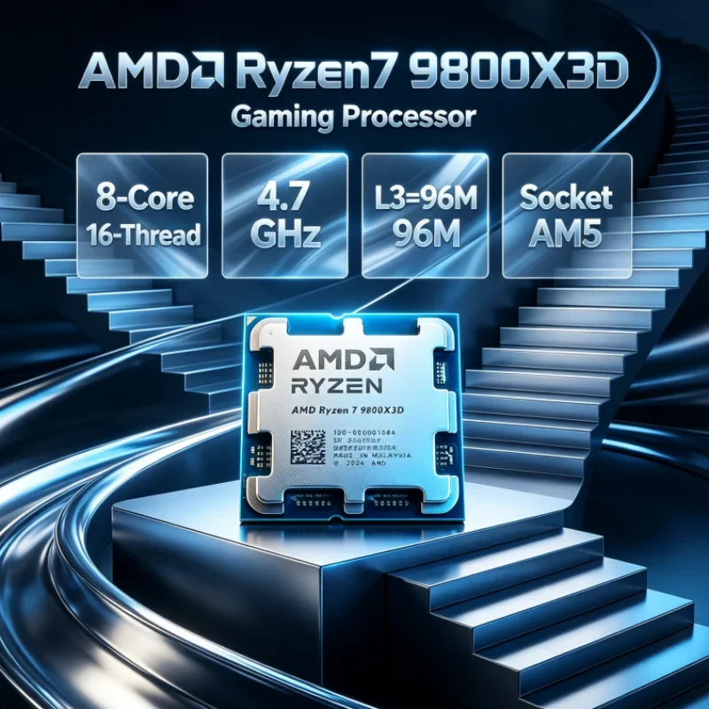 AMD Ryzen 7 9800X3D 4.7GHz Gaming Processor 4NM R7 9800X3D Socket AM5 DDR5 L3=96M 120W 8-Core 16-Thread