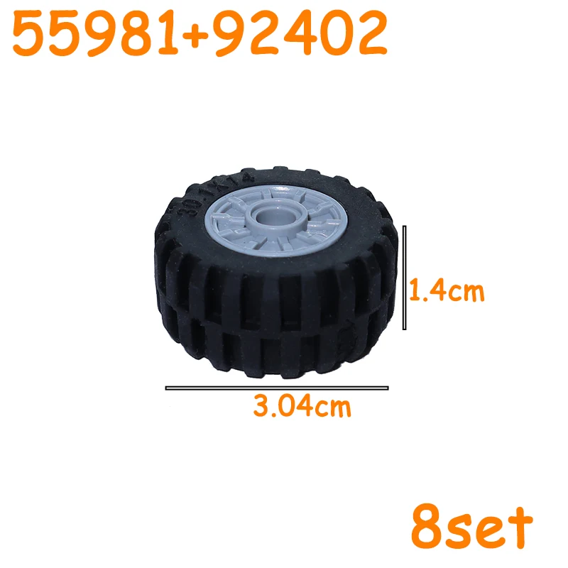 Technisches Reifenrad, Auto-LKW-Räder, Nabe, Steine, MOC, Motorrad-Reifen und Felgenbausteine, 56145, 44309, 86652, 32019 15038 23798