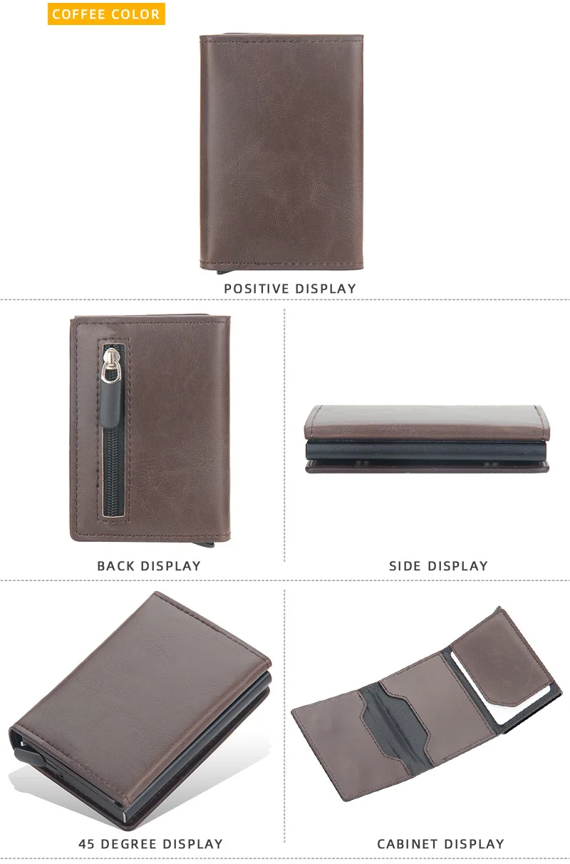 Pop Up Credit Card Holder Wallets Men Slim Rfid Blocking CardHolder Card Money Bag Coin Pocket PU Leather Short Wallets for Men