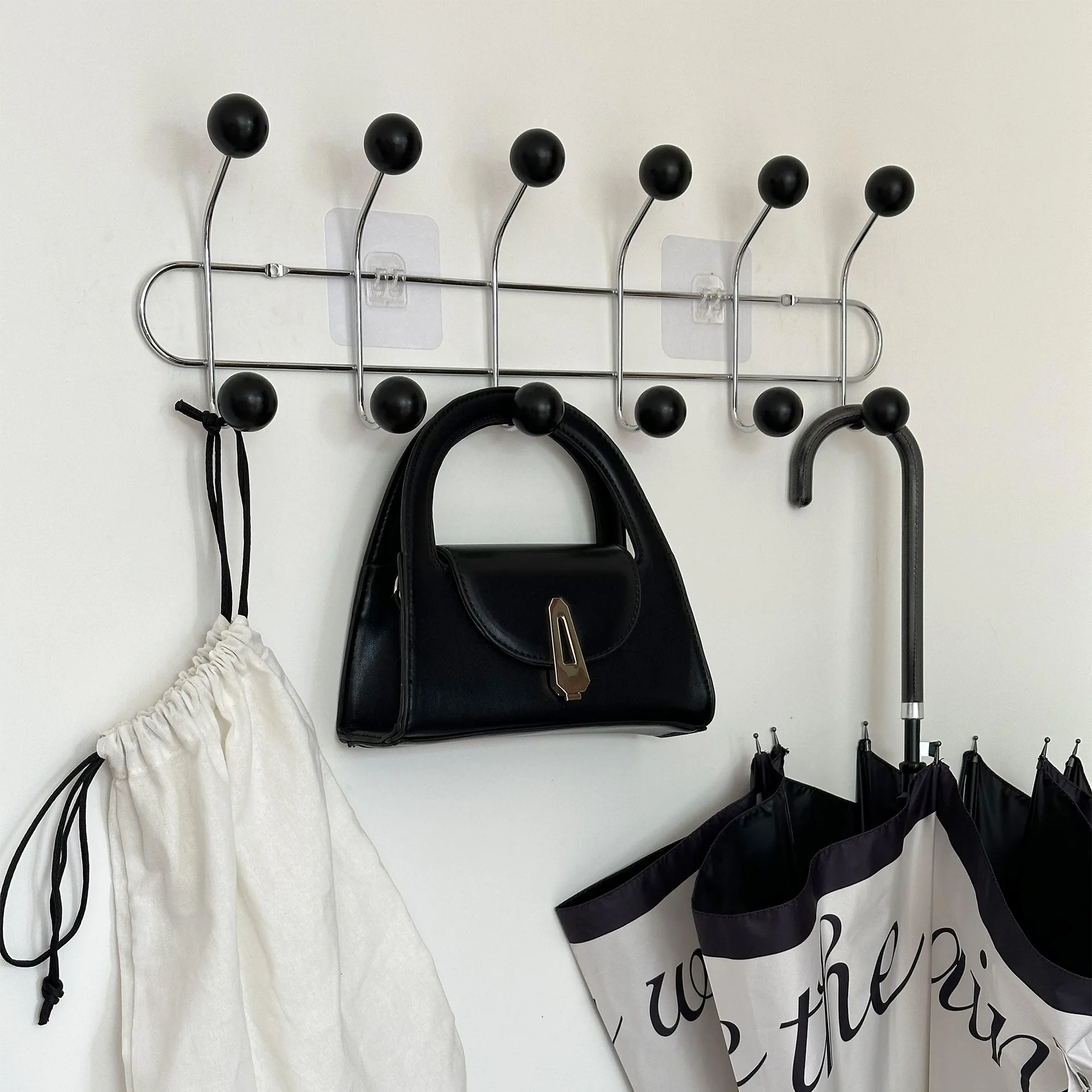 Entrance Hall Wall Coat Racks Bedroom Clothing Storage Hanger Rack Hooks Portable Backpack Cap Scarf Clothes Organizer Hangers